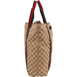 Gucci Monogram GG Canvas Web Large Tote Handbag