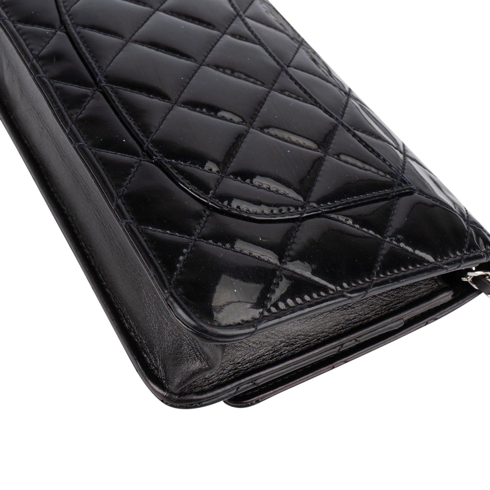 Chanel Quilted Patent Leather Wallet On Chain Crossbody Bag - vintageandkickz