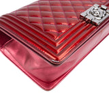 Chanel Quilted Patent Leather Medium Boy Single Flap Crossbody Bag