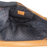 Gucci Canvas Leather Half Moon Woven Handle Shoulder Bag