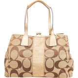 Coach Monogram Signature Stripe Frame Carryall Handbag