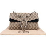 Gucci Monogram GG Supreme Canvas Suede Dionysus Shoulder Bag