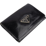 Prada Black Leather Triangle Mini Wallet