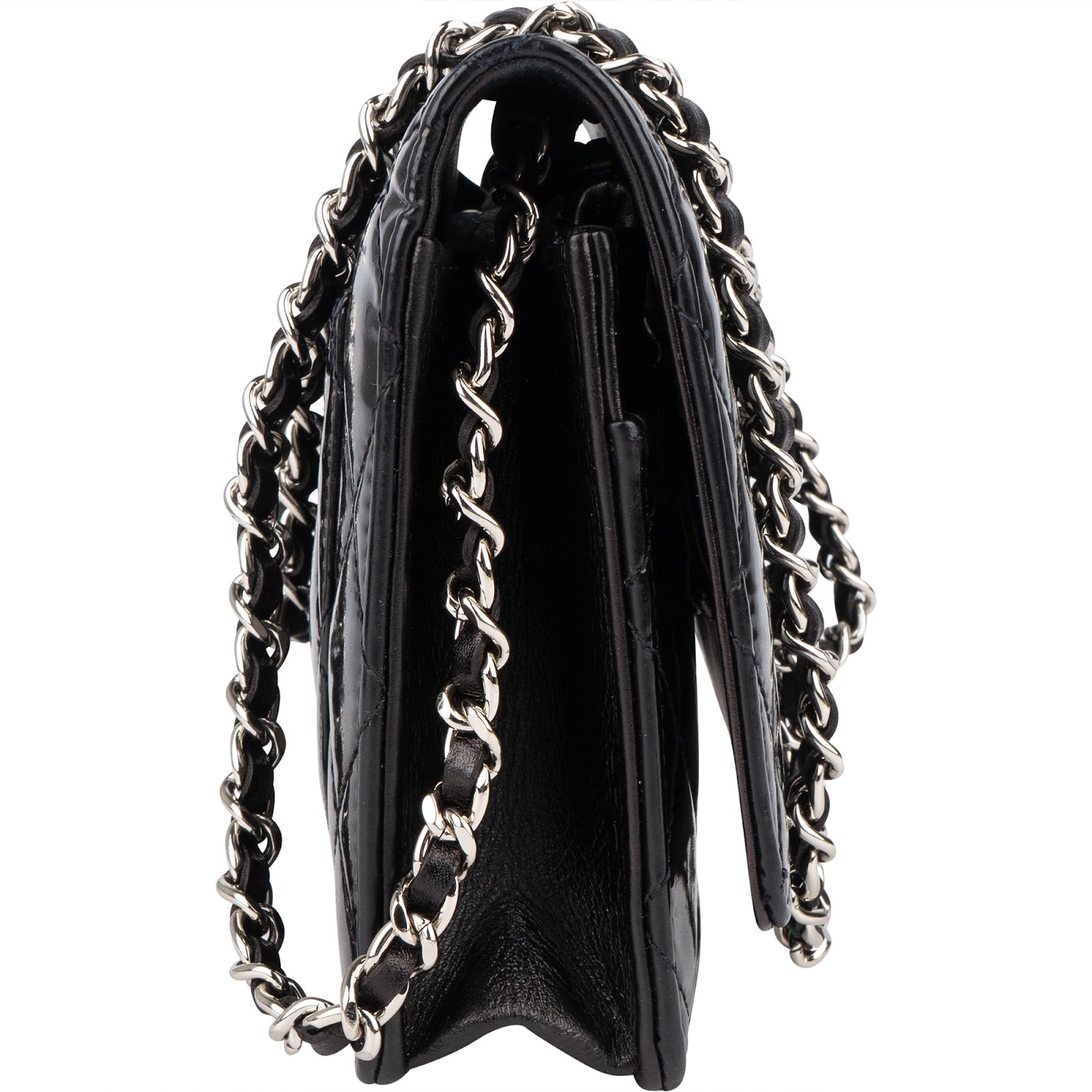 Chanel Quilted Patent Leather Wallet On Chain Crossbody Bag - vintageandkickz