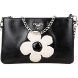 Prada Saffiano Patent Leather Flower Shoulder Bag