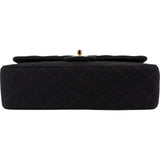 Chanel Quilted Jersey Medium 24K Gold Double Flap Crossbody Bag