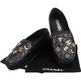Chanel Quilted Lambskin Letter Emblem Espadrilles (36)