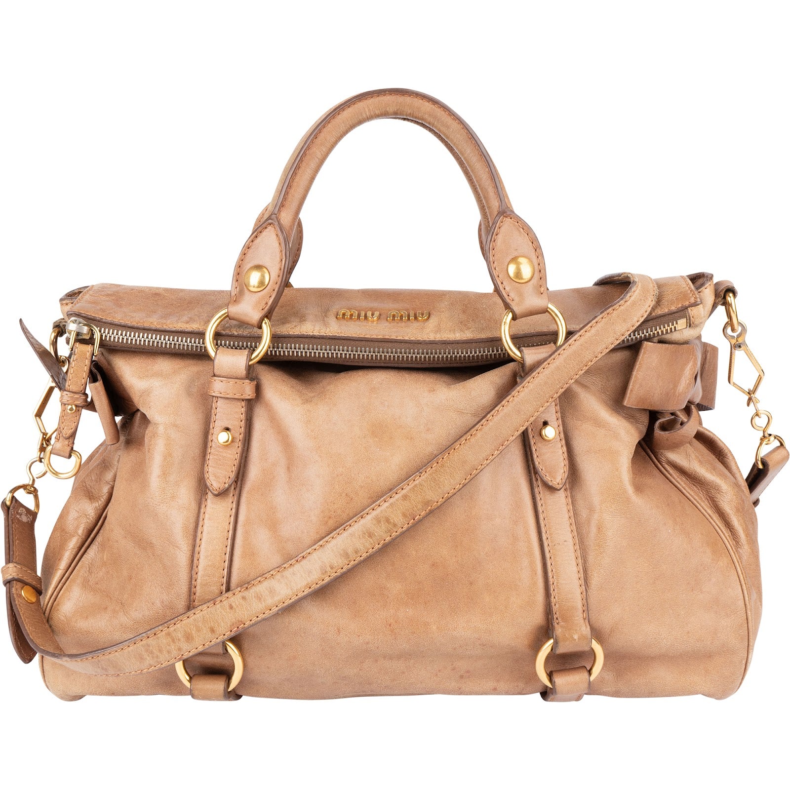 [🔄️B24 / F22] Miu Miu Vitello Lux Bow Shoulder Bag - vintageandkickz