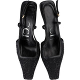 Gucci Leather Embelished Crystal Monogram GG Slingback Kitten Heels (35)