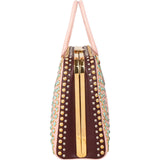 Prada Bicolor Saffiano Lux Leather Studded Crystal Promenade Handbag
