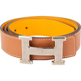 Hermès Bicolor Epsom Striated H Reversible Belt (85)