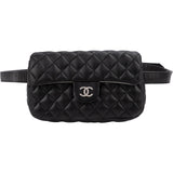 Chanel Noir Quilted Lambskin Palladium Uniform Belt Bag