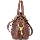 Prada Brown Calfskin Bowler Satchel Handbag