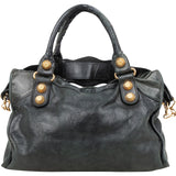 Balenciaga Dark Green Leather City Handbag
