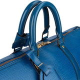 Louis Vuitton Blue Epi Leather Keepall 45 Travel Bag