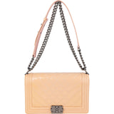 Chanel Quilted Patent Leather  Boy Single Flap Crossbody Bag