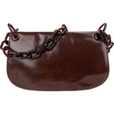 Prada Leather Tortoise Chain Shoulder Handbag