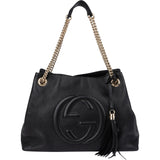 Gucci Grained Leather Soho Chain Tote Crossbody Bag