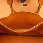 Hermès Fjord Leather Birkin 35 Handbag Beige Brown Palladium Hardware - vintageandkickz