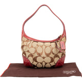 [🔄️B07 / F41] Coach Monogram Signature Canvas Pleated Hobo Shoulder Bag - vintageandkickz