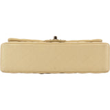 Chanel Gold Shimmering Quilted Lambskin Medium Double Flap Shoulder Bag