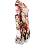 Dolce & Gabbana Multicolor Silk Floral Print Lace Trim Dress (IT40)