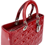 Christian Dior Quilted Patent Leather Lady Dior Handbag - vintageandkickz