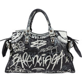 Balenciaga Graffiti Print Leather Neo Cagole City Handbag