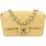 Chanel Quilted Caviar Leather Palladium Mini Rectangular Single Flap Crossbody Bag
