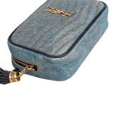 Saint Laurent Chevron Denim Lou Camera Crossbody Bag