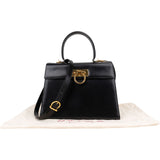 Salvatore Ferragamo Black Leather Calfskin Gancini Top Handle Handbag