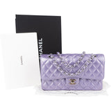Chanel Quilted Metallic Lambskin Medium Double Flap Crossbody Bag