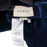 Gucci Navy Cotton Web Stripe Bow Pearl Buttons Short Sleeve Dress (M)