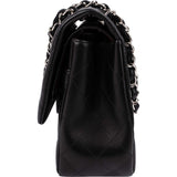 Chanel Quilted Lambskin Palladium Jumbo Double Flap Crossbody Bag