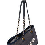 Chanel Denim Deauville Tote Shoulder Bag - vintageandkickz
