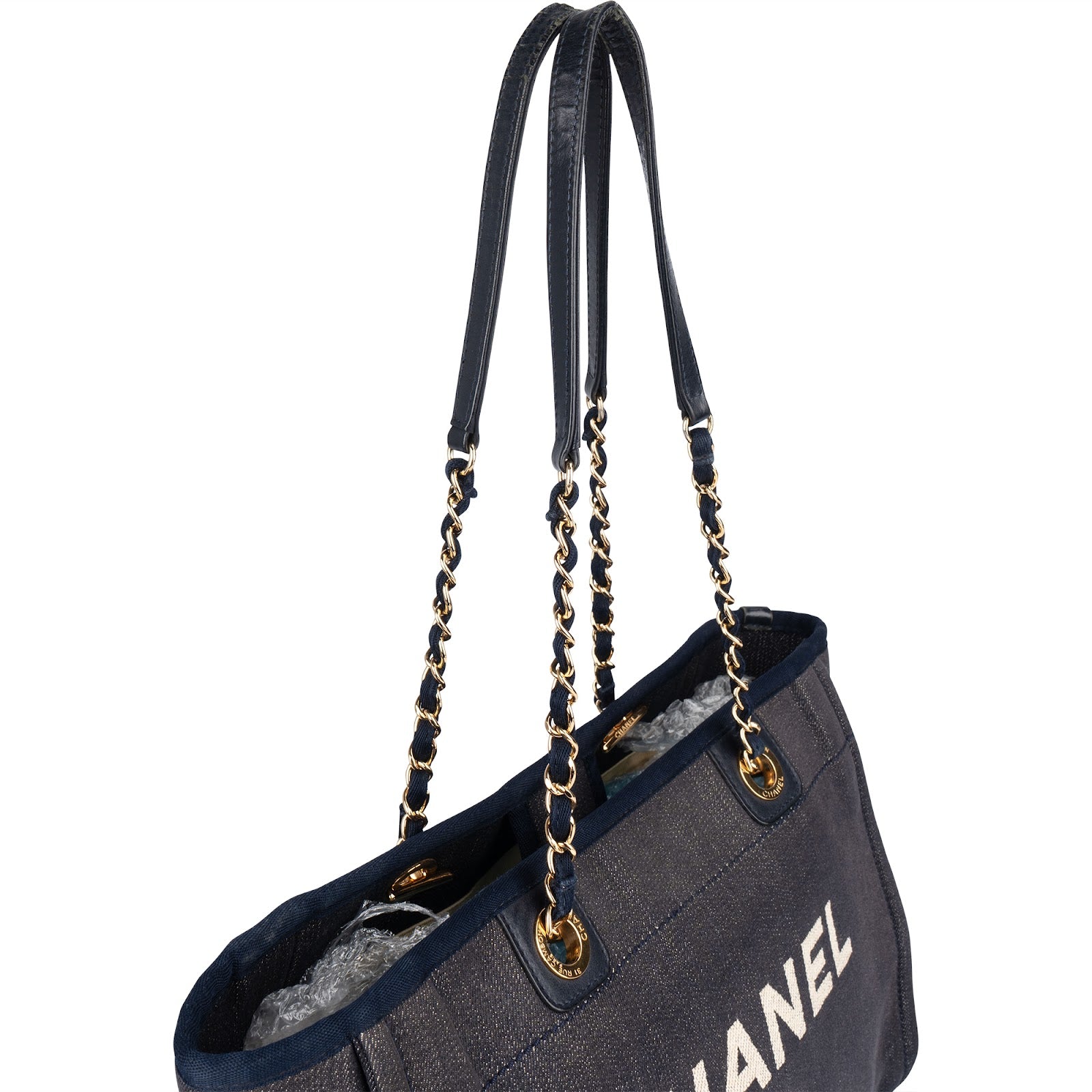 Chanel Denim Deauville Tote Shoulder Bag - vintageandkickz