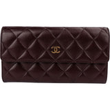 Chanel Quilted Maroon Caviar Leather Classic Flap Wallet