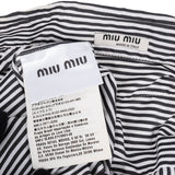 Miu Miu Vertical Striped Cotton Ruffle Longsleeve Blouse (IT36)