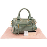 Miu Miu Vitello Shine Leather Mini Bauletto Handbag