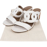 Hermès White Lambskin Chaine d’Ancre Bikini Heel Sandals Lipari 70 (38,5)