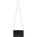Gucci Black Grained Leather Wallet On Chain Crossbody Bag
