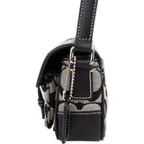 Coach Monogram Signature  Double Buckle Flap Mini Crossbody Bag