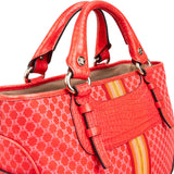 Celine Macadam Monogram Canvas Croc Embossed Leather Striped Boogie Handbag