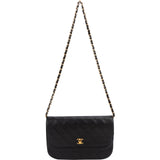 Chanel Quilted Lambskin Half Moon 24K Gold Double Flap Shoulder Bag