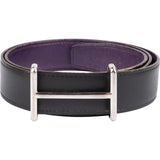 Hermès Bicolor Leather Reversible Palladium H Belt (95)