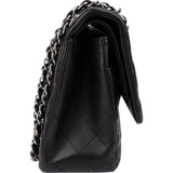 Chanel Quilted Lambskin Palladium Jumbo Double Flap Crossbody Bag