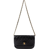 Chanel Quilted Lambskin 24K Gold Half Moon Flap Shoulder Bag