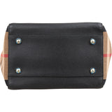 Burberry Black Leather House Check Canterbury Tote Shoulder Bag