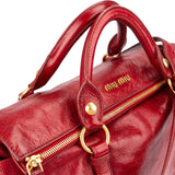 Miu Miu Red Vitello Lux Leather Bow Satchel Handbag