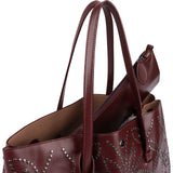 Alaïa Leather Studded Motif Mina Tote Shoulder Bag